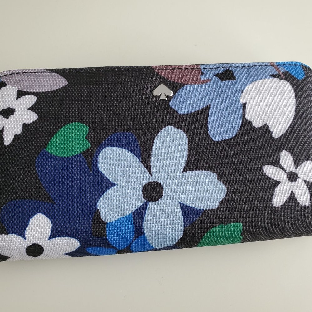 Kate Spade Jae Blue Floral Zip Wallet